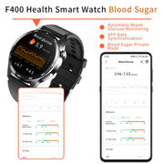 F400  1.55 Inch Screen Smart Watch Support ECG/ Blood Oxygen / Blood Sugar / 150+ Sports Mode, Color: Black Leather