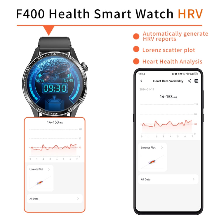 F400  1.55 Inch Screen Smart Watch Support ECG/ Blood Oxygen / Blood Sugar / 150+ Sports Mode, Color: Black Bamboo