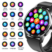 F400  1.55 Inch Screen Smart Watch Support ECG/ Blood Oxygen / Blood Sugar / 150+ Sports Mode, Color: Black Leather