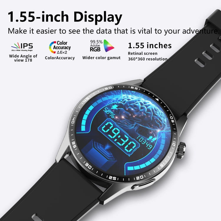F400  1.55 Inch Screen Smart Watch Support ECG/ Blood Oxygen / Blood Sugar / 150+ Sports Mode, Color: Black Leather