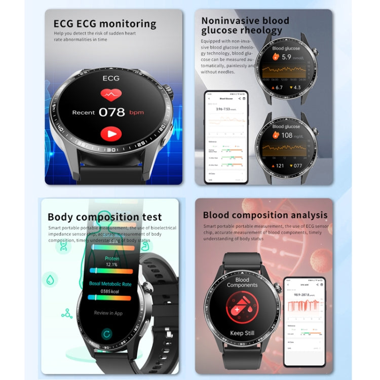 F400  1.55 Inch Screen Smart Watch Support ECG/ Blood Oxygen / Blood Sugar / 150+ Sports Mode, Color: Black Bamboo