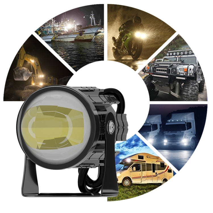 1pair 12V-85V Motorcycle Headlights Dual-color Automotive LED Working Headlights, Color: Yellow + White Light With Flashing