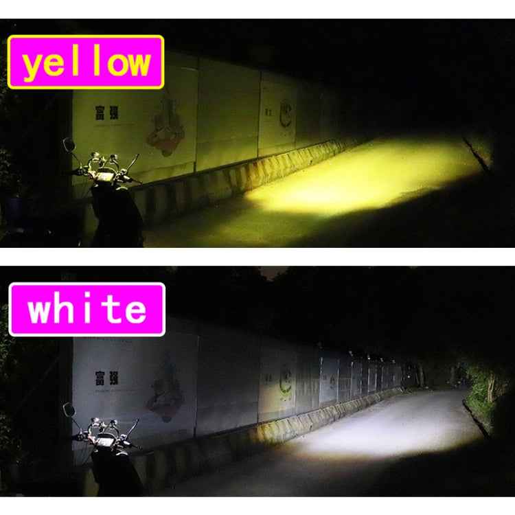 1pair 12V-85V Motorcycle Headlights Dual-color Automotive LED Working Headlights, Color: Yellow + White Light With Flashing