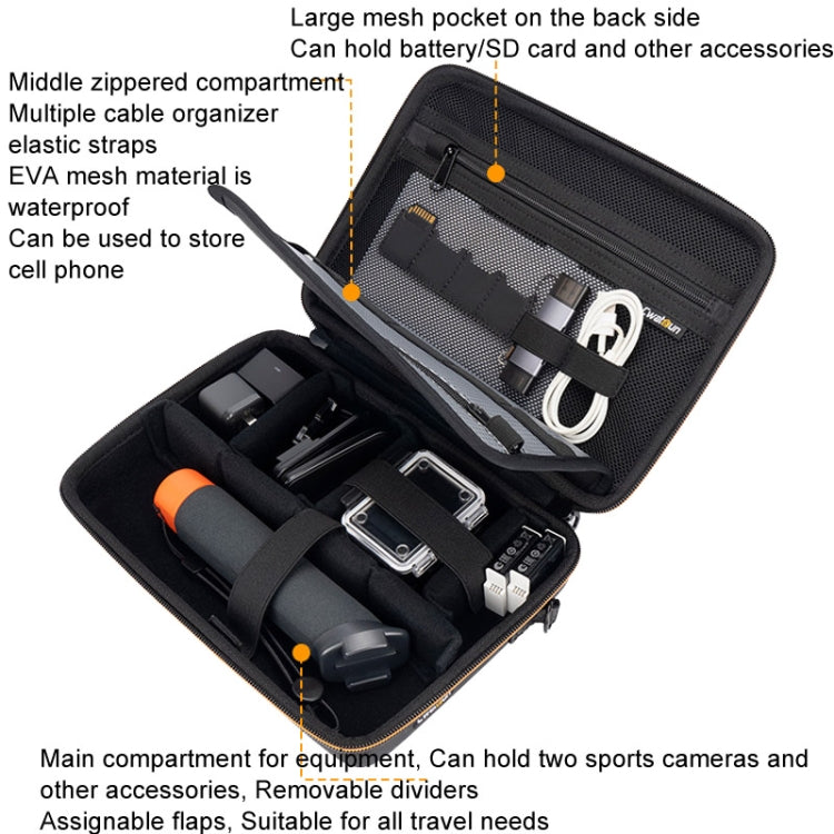 Cwatcun H91 Medium Sports Camera Case Portable Water-resistant EVA Digital Camera Storage Bag(Black)