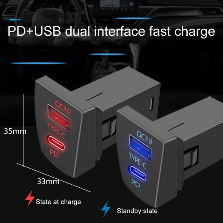 For Toyota RAV4 / WILDLANDER USB-PD Port 60W Fast Charging Modified Car Charger(Ordinary Power Cord)