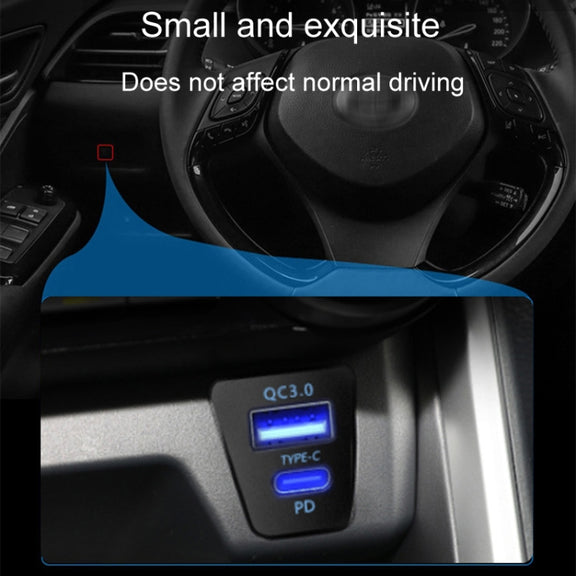 For Toyota RAV4 / WILDLANDER USB-PD Port 60W Fast Charging Modified Car Charger(Ordinary Power Cord)
