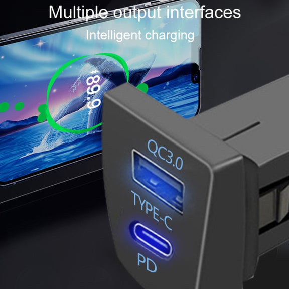 For Toyota RAV4 / WILDLANDER USB-PD Port 60W Fast Charging Modified Car Charger(Non-Destructive Cord)