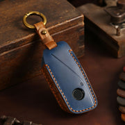 For 2024 BMW X7 Hallmo Cowhide Car Key Protection Cover(Blue)