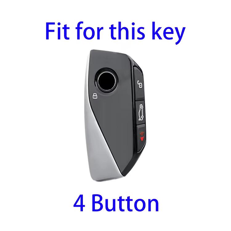 For 2024 BMW X7 Hallmo Cowhide Car Key Protection Cover(Blue)
