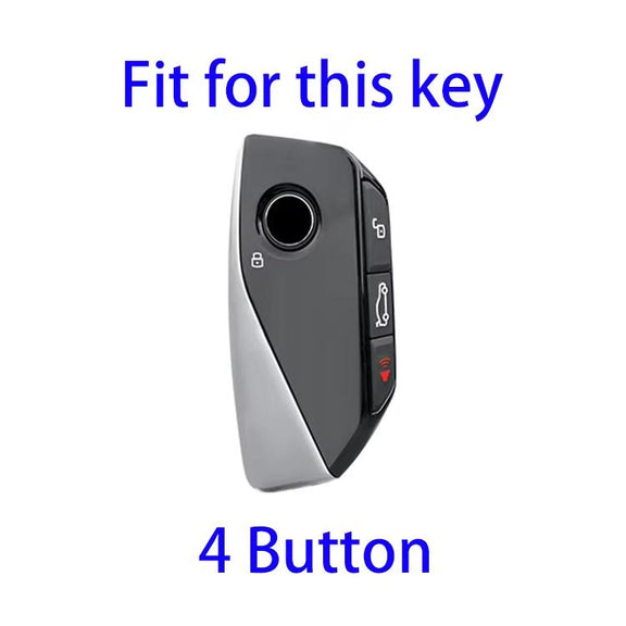 For 2024 BMW X7 Hallmo Cowhide Car Key Protection Cover(Blue)