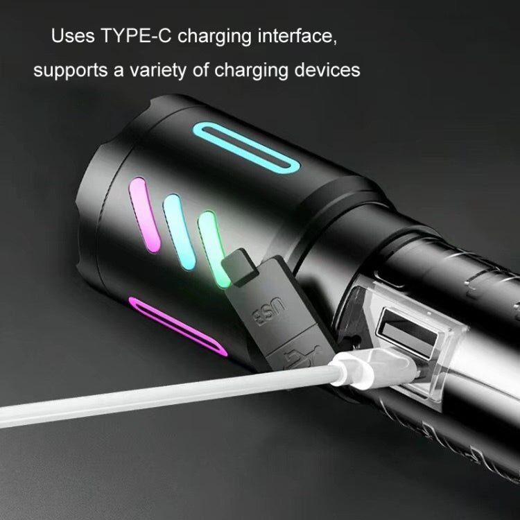 Type-C Rechargeable Outdoor Zoom Strong Laser Flashlight(519)