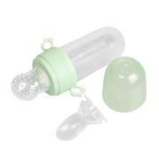 Portable Dual-purpose Baby Food Feeding Spoon Fruit Vegetable Silicone Feeding Pacifier Bottle(Green)
