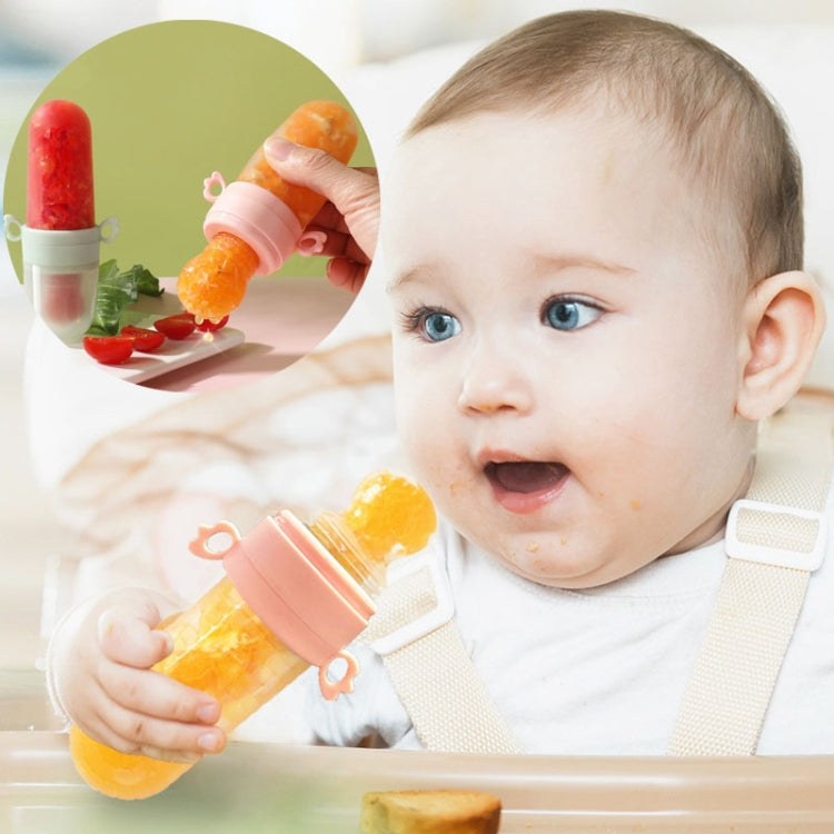 Portable Dual-purpose Baby Food Feeding Spoon Fruit Vegetable Silicone Feeding Pacifier Bottle(Pink)