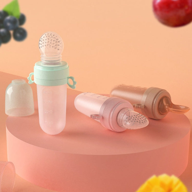 Portable Dual-purpose Baby Food Feeding Spoon Fruit Vegetable Silicone Feeding Pacifier Bottle(Pink)