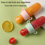 Portable Dual-purpose Baby Food Feeding Spoon Fruit Vegetable Silicone Feeding Pacifier Bottle(Pink)