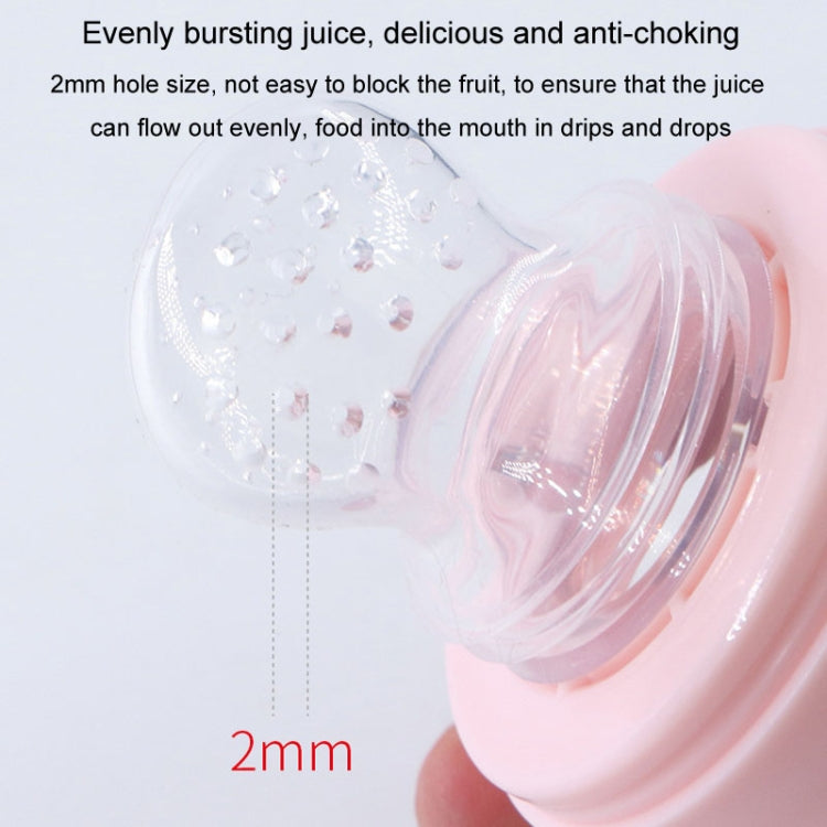 Portable Dual-purpose Baby Food Feeding Spoon Fruit Vegetable Silicone Feeding Pacifier Bottle(Pink)