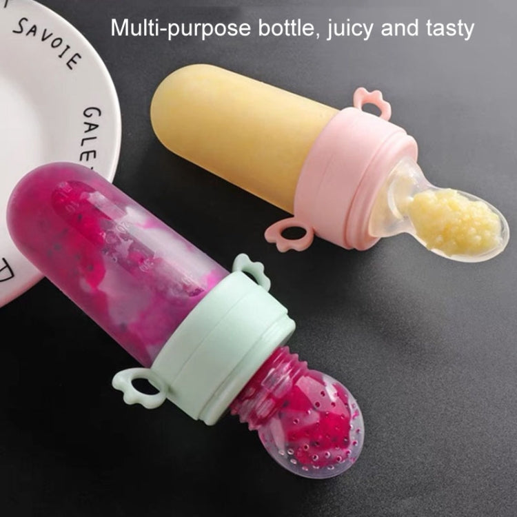Portable Dual-purpose Baby Food Feeding Spoon Fruit Vegetable Silicone Feeding Pacifier Bottle(Pink)