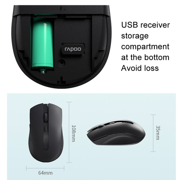 Rapoo M350G Bluetooth/2.4G Wireless Mouse Office Desktop Laptop Mute Mouse(White)