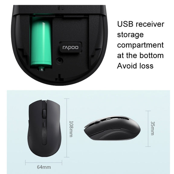 Rapoo M350G Bluetooth/2.4G Wireless Mouse Office Desktop Laptop Mute Mouse(White)