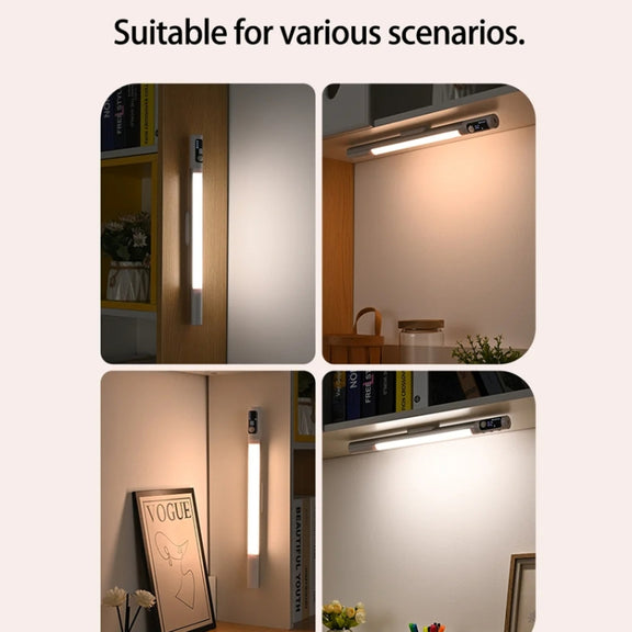 Rechargeable Under Cabinet LED Motion Sensor Night Light with Digital Display 1200mAH(Silver)