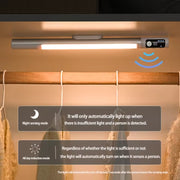 Rechargeable Under Cabinet LED Motion Sensor Night Light with Digital Display 1200mAH(Silver)