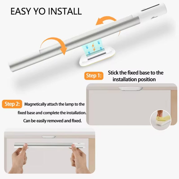Rechargeable Under Cabinet LED Motion Sensor Night Light with Digital Display 1200mAH(Silver)