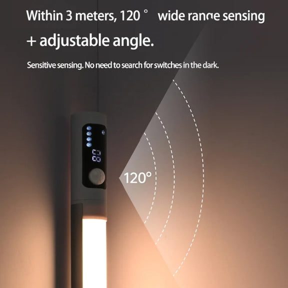 Rechargeable Under Cabinet LED Motion Sensor Night Light with Digital Display 1200mAH(Silver)