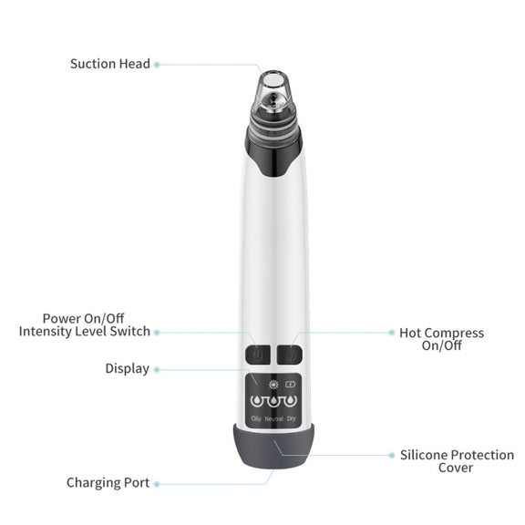 KS-X007 Electric Heating Hot Compress Pore Cleaner Home Facial Blackhead Acne Remover(White)