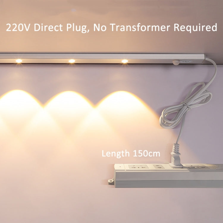220V CN Plug Motion Sensor Wardrobe Cabinet Lamp LED Light Bar, Spec: Warm White 70cm