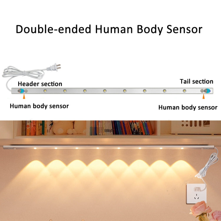 220V CN Plug Motion Sensor Wardrobe Cabinet Lamp LED Light Bar, Spec: Warm White 70cm
