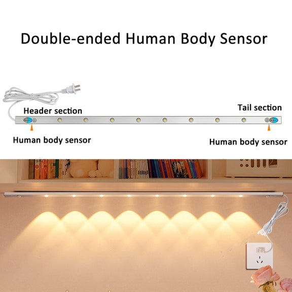 220V CN Plug Motion Sensor Wardrobe Cabinet Lamp LED Light Bar, Spec: Warm White 70cm