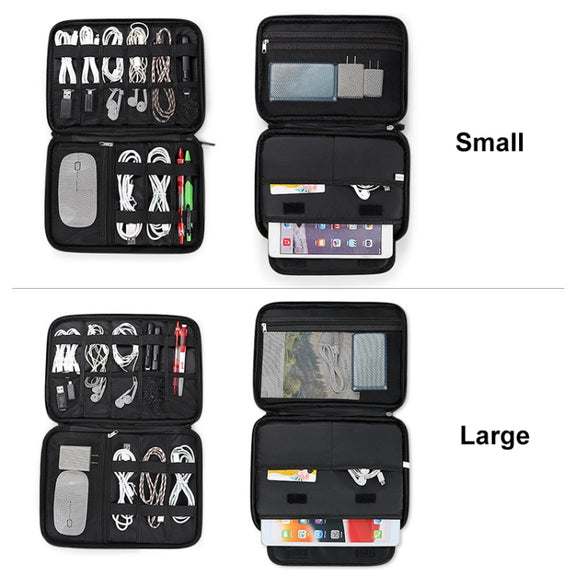SM08 Large Capacity Water-resistant Portable Double-layer Digital Storage Bag, Size: S(Black)