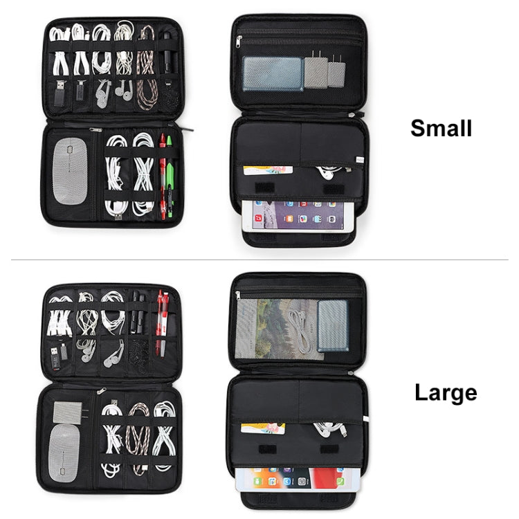 SM08 Large Capacity Water-resistant Portable Double-layer Digital Storage Bag, Size: L(Black)