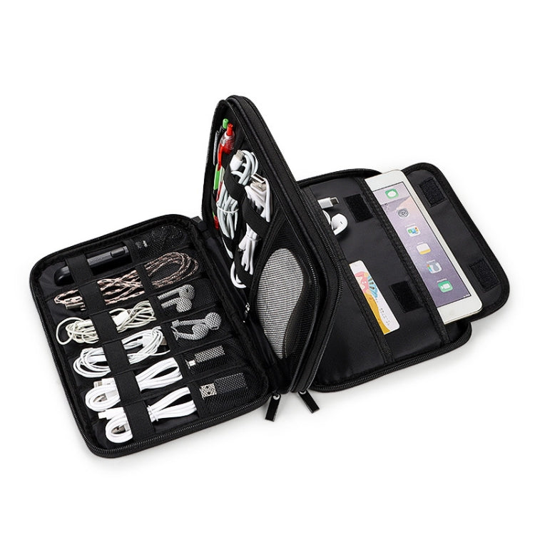 SM08 Large Capacity Water-resistant Portable Double-layer Digital Storage Bag, Size: L(Black)