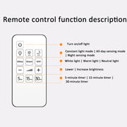 Rechargeable LED Motion Sensor Wireless Spotlight With Remote Control 2000mAH White