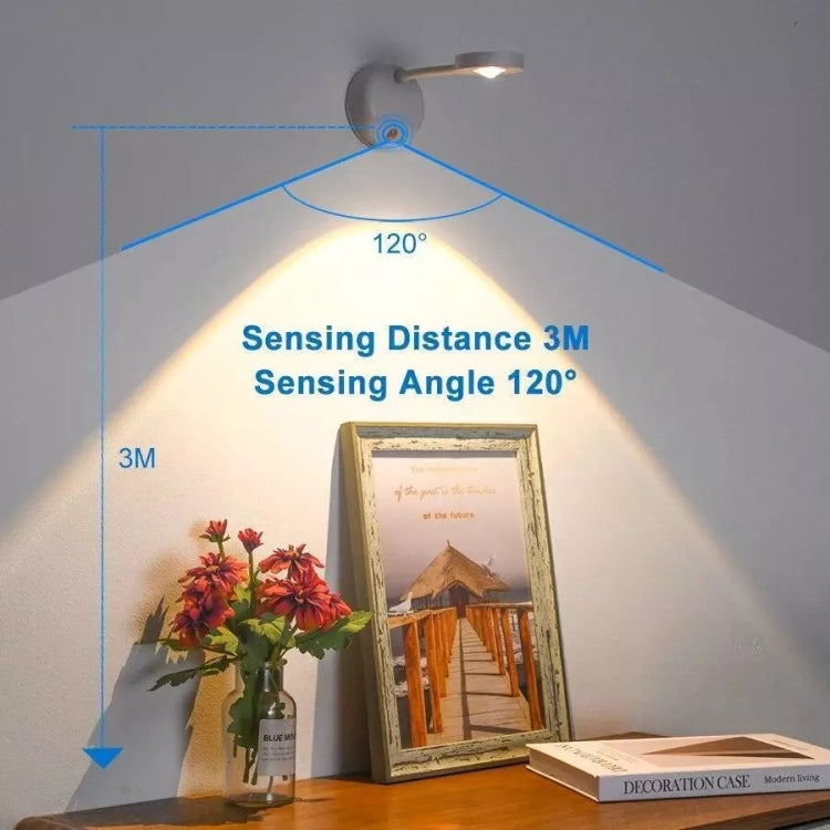 Rechargeable LED Motion Sensor Wireless Spotlight With Remote Control 1200mAH Black