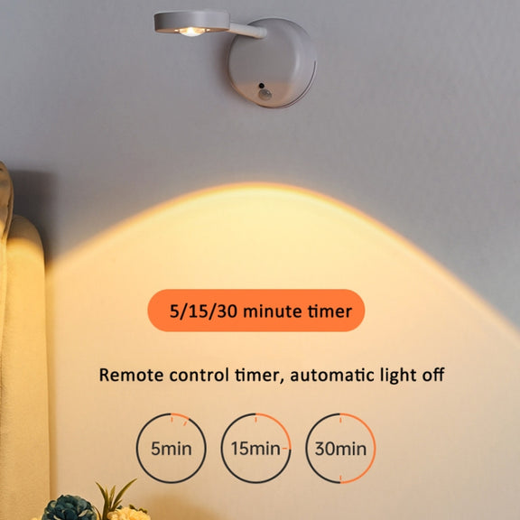 Rechargeable LED Motion Sensor Wireless Spotlight With Remote Control 1200mAH Black