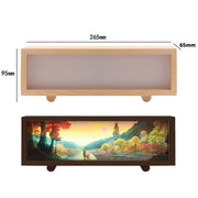 Warm Light Touch Control Wooden Acrylic Atmosphere Lightbox Decoration Painting Night Light(Beech)