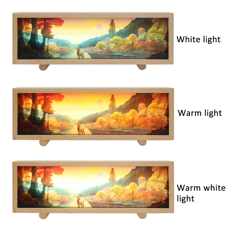Warm Light Touch Control Wooden Acrylic Atmosphere Lightbox Decoration Painting Night Light(Beech)