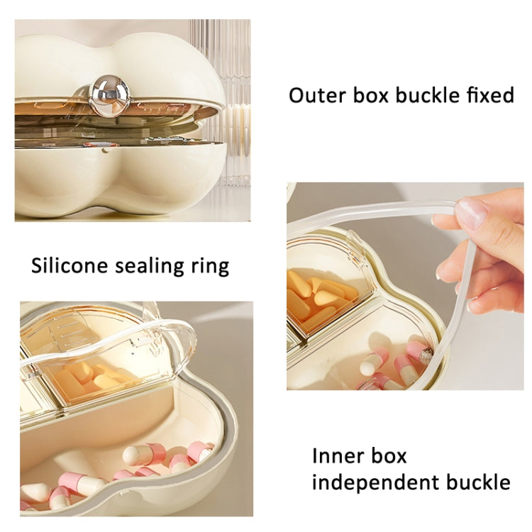 7 Compartment Mini Portable Pill Box Jewelry Sealed Storage Box(Cream Pink)