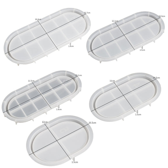 DIY Epoxy Oval Tray Dish Mold Silicone Mold for Flower Pot Base, Spec: 001
