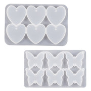 DIY Crystal Glue Heart Butterfly Pendant Keychain Ornament Silicone Mold(Heart)