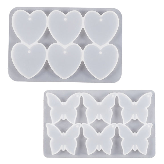 DIY Crystal Glue Heart Butterfly Pendant Keychain Ornament Silicone Mold(Butterfly)