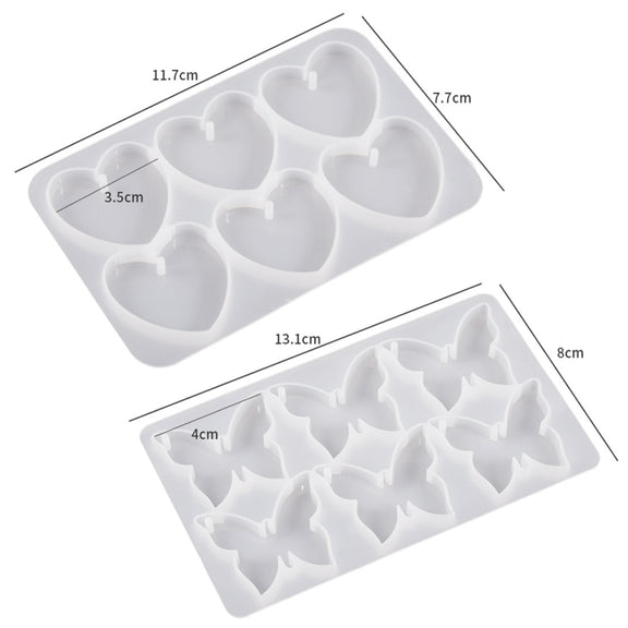 DIY Crystal Glue Heart Butterfly Pendant Keychain Ornament Silicone Mold(Heart)