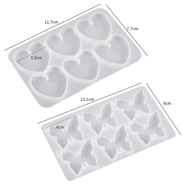 DIY Crystal Glue Heart Butterfly Pendant Keychain Ornament Silicone Mold(Heart)