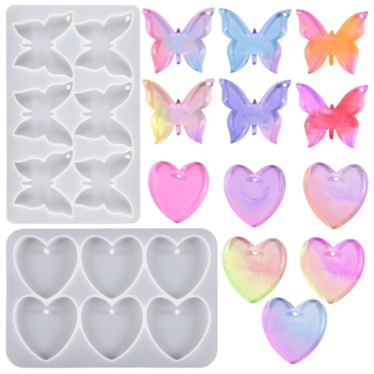 DIY Crystal Glue Heart Butterfly Pendant Keychain Ornament Silicone Mold(Butterfly)