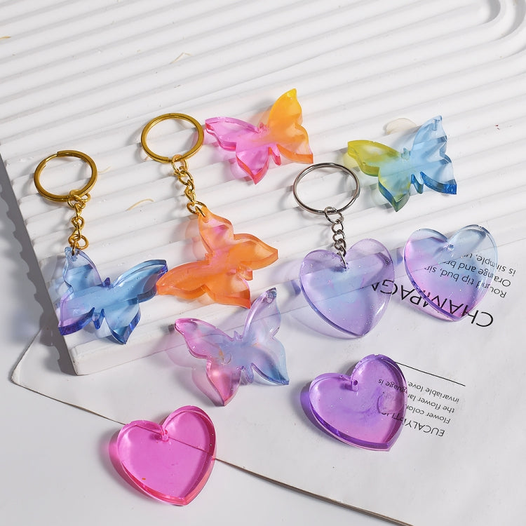 DIY Crystal Glue Heart Butterfly Pendant Keychain Ornament Silicone Mold(Butterfly)