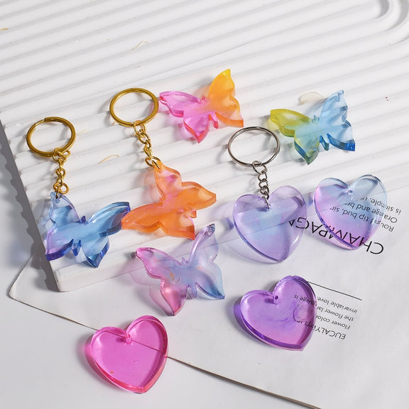 DIY Crystal Glue Heart Butterfly Pendant Keychain Ornament Silicone Mold(Heart)