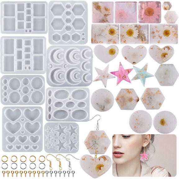 DIY Epoxy Resin Three-Dimensional Geometric Pendant Earring Silicone Mold, Spec: Hexagonal