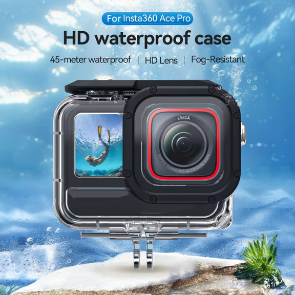 For Insta360 Ace Pro Camera TELESIN 45m Water-resistant Case Underwater Diving Housing Cover
